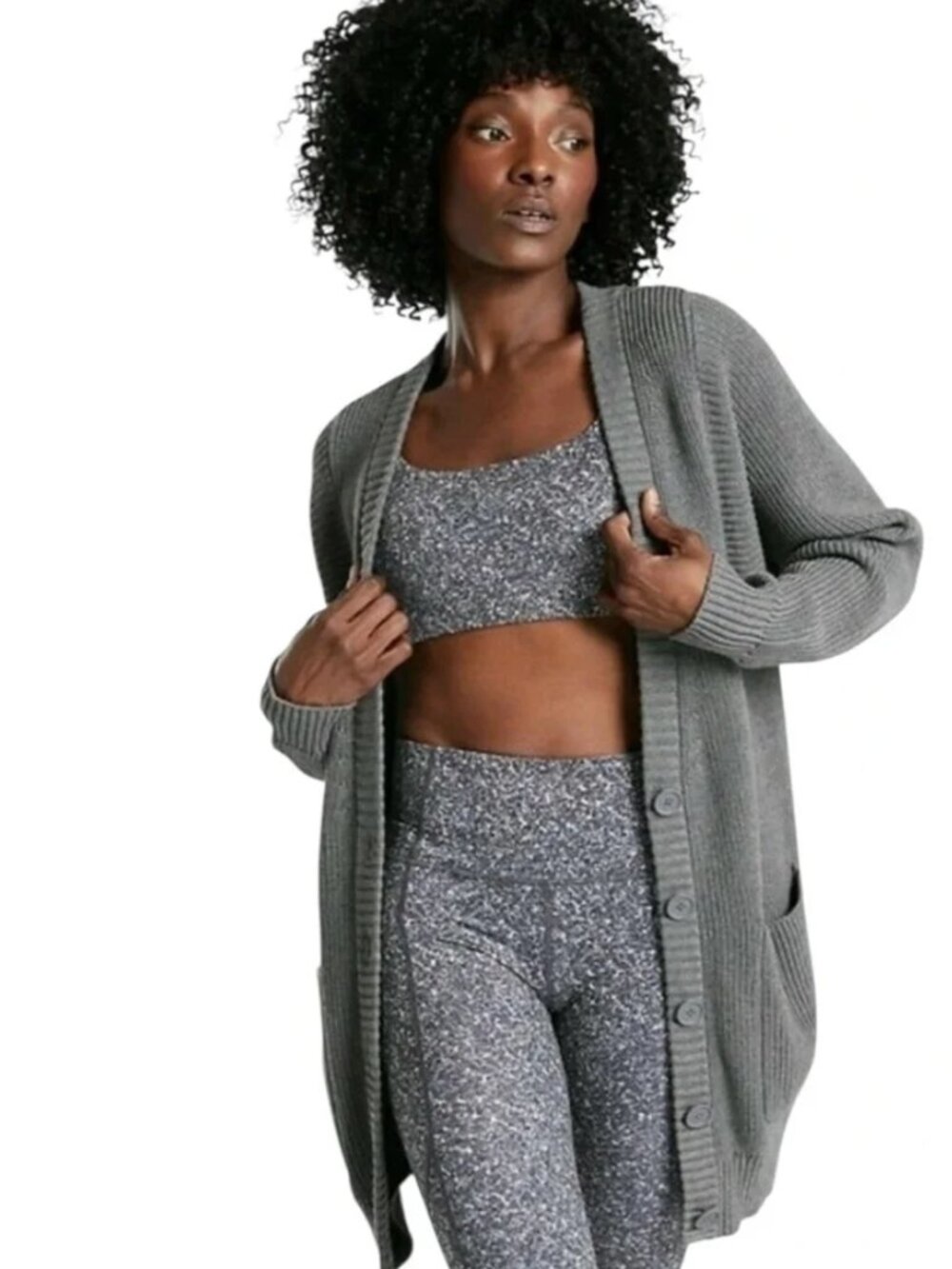 Athleta West End Cardigan Gray Oversized